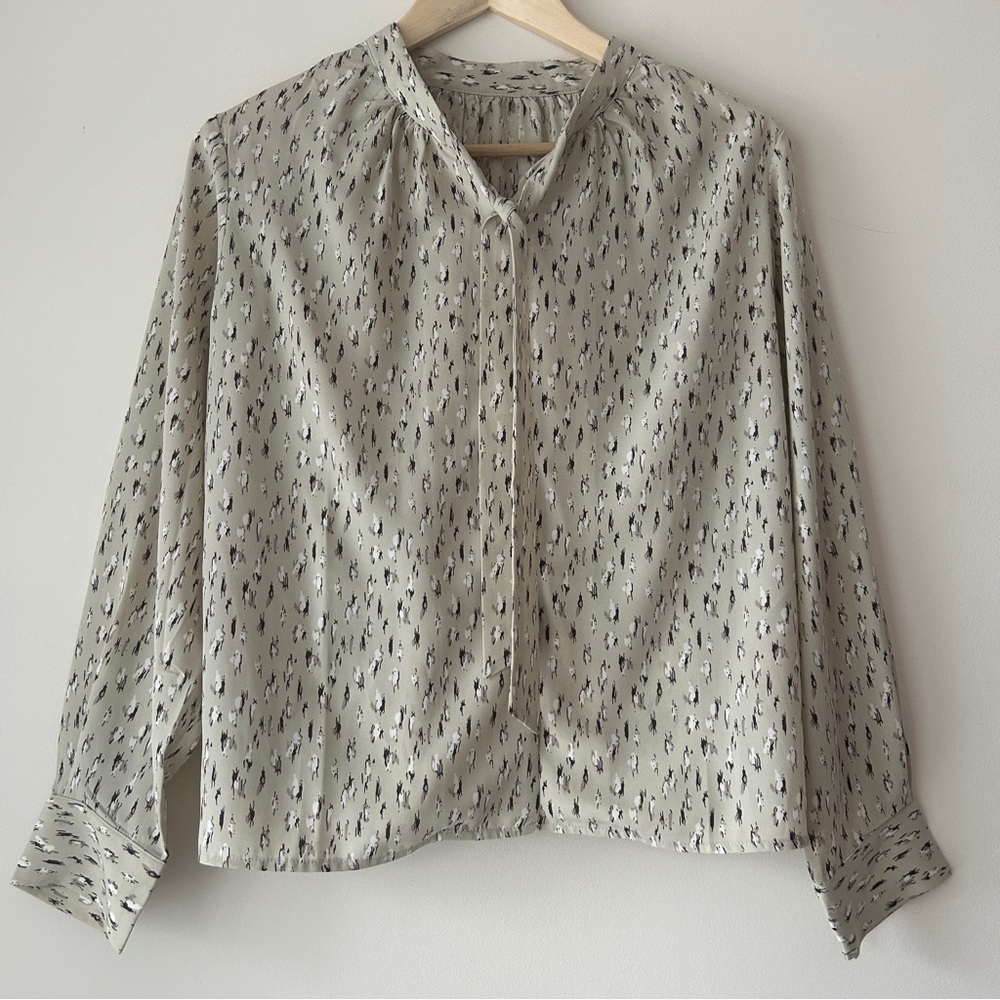 Unique Vintage Cream and Black Blouse